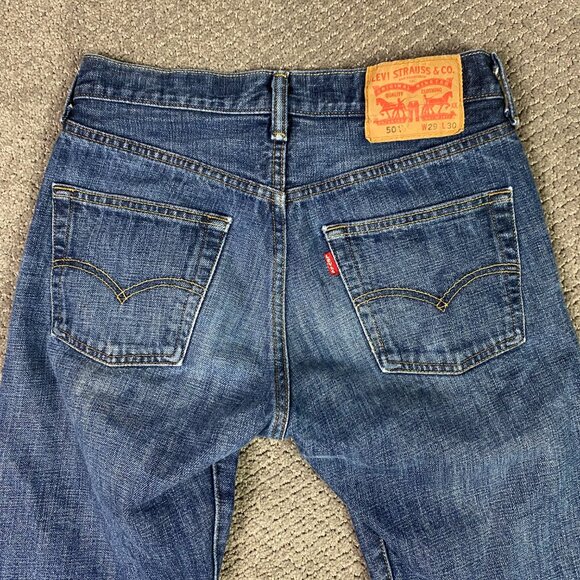 Levi's 501 Jeans Men's 29 x 30 Measures 28 x 28.5 Blue Button Fly Red Tab 0422 - Picture 5 of 14